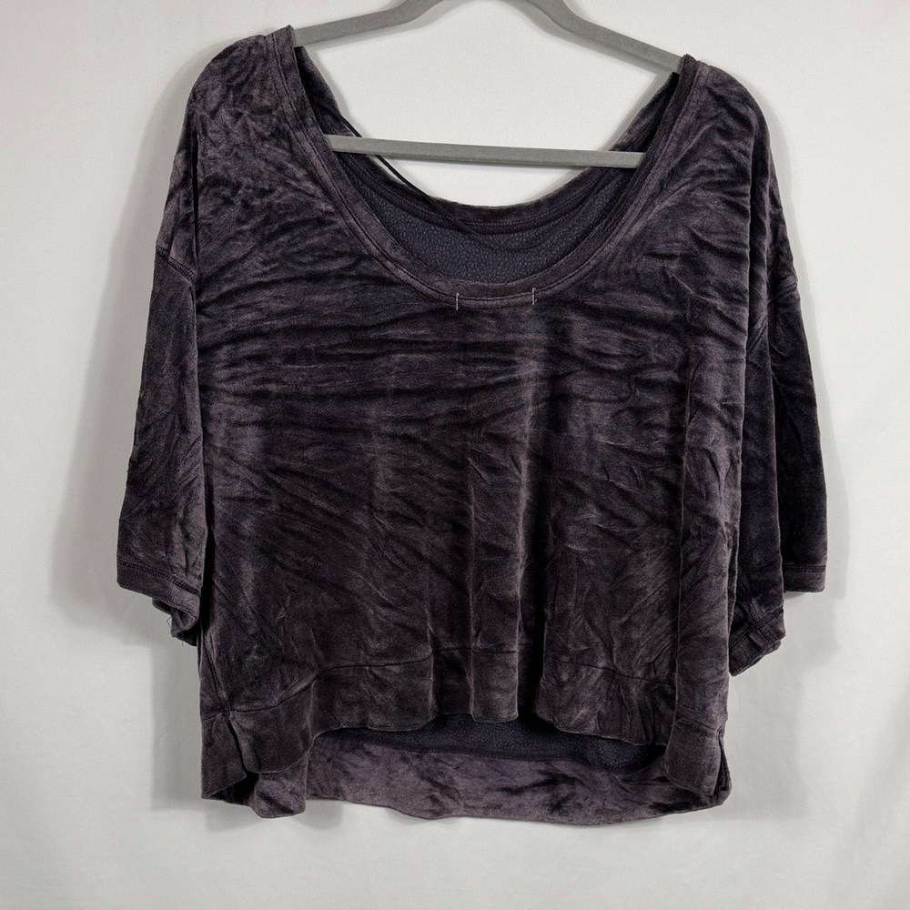 We The Free Valerie Crushed Velvet Top in Plum. Oversized Women M. Scoop Back - Picture 6 of 6
